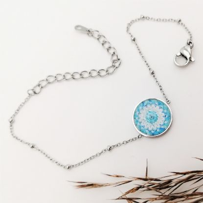 Zeige Details für Halschakra-Mandala - Armkettchen aus Edelstahl Bild von Halschakra-Mandala - Armkettchen aus Edelstahl