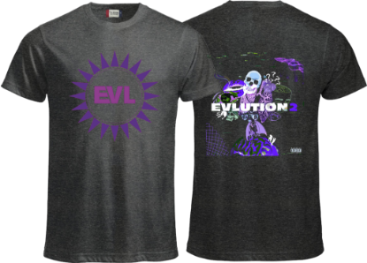 Zeige Details für Merchandising T-Shirt " LIL EVL Evlution 2 " grau Bild von Merchandising T-Shirt " LIL EVL Evlution 2 " grau