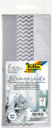 Picture of Folia, Blumenseide Mix 17 g/m², 50x75 cm, 6 Bogen Silber SILBER