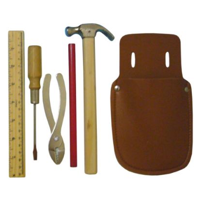 Bild von ToyToyToy, Leder Werkzeugtasche mit Werkzeug, 15x3x32cm, 601