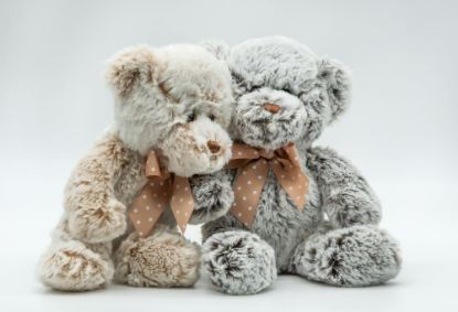 Bild von ToyToyToy, Teddybär sitzend mit Schleife, 2-fach sortiert, 20cm, braun, grau, 12102 braun, grau 