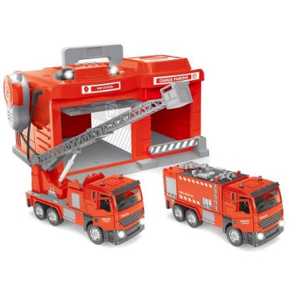Bild von ToyToyToy, Feuerwehr Spielset mit Garage & FW-Auto mit L&S, 36,5x24,5x19,5cm, 514048