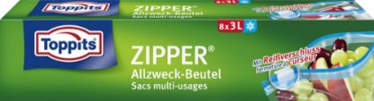 Bild von Toppits, Zipper Allzweckbeutel 3Liter 8 Beutel, 27 x 24 cm