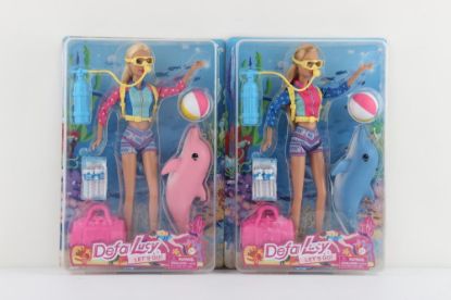 Picture of ToyToyToy, Lucy Puppe Taucherin mit Delfinfreund, 29cm, blau/pink, 8472