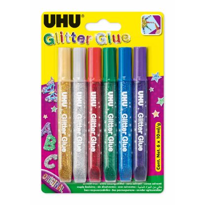 Picture of UHU, Glitter Glue Original Colors, 10 ml, 6Stück