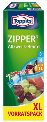 Bild von Toppits, Zipper Allzweckbeutel XL 1Liter 28 Beutel, 20 x 15 cm