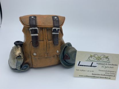 Picture of Sparkasse Rucksack braun m. Feldflasche und Hut