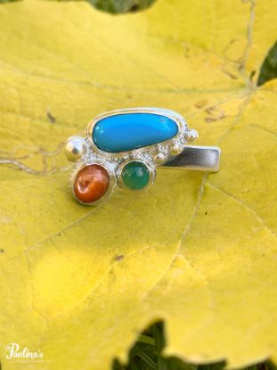 Zeige Details für Ring mit Türkis, Aventurin und Sonnenstein Bild von Ring mit Türkis, Aventurin und Sonnenstein