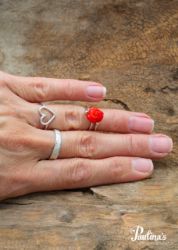 Bild von Ring mit Korallenrose und Sterling-Silber