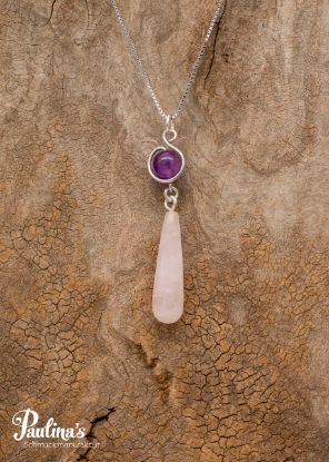 Picture of Kettenanhänger mit Amethyst, Rosenquarz-Pampel und Sterling-Silber