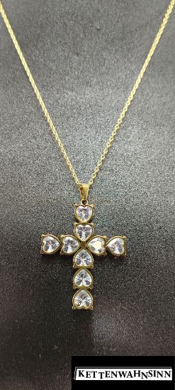 Picture of  Edelstahlkette Gold mit Kreuz