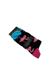 Bild von  Socken - Socks 4 Fun - More Fun In Life!!! - Schwarz mit Rosa Flamingos