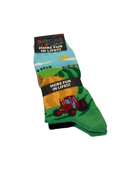 Bild von Socken - Socks 4 Fun - More Fun In Life!!! -  mit Traktormotiv