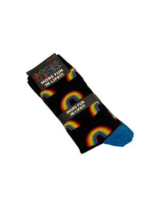 Bild von Socken - Socks 4 Fun - More Fun In Life!!! - Schwarz mit Regenbogenmotiv