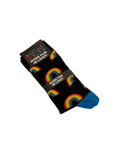 Picture of Socken - Socks 4 Fun - More Fun In Life!!! - Schwarz mit Regenbogenmotiv