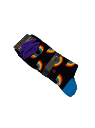 Bild von Socken - Socks 4 Fun - More Fun In Life!!! - Schwarz mit Regenbogenmotiv