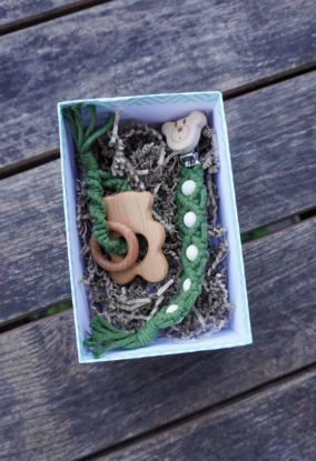 Picture of Geschenkbox Bär Kiwi | Schnullerkette & Greifling - ENE24