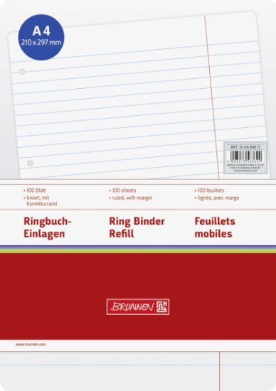 Picture of Einlageblätter A4 liniert Rand 100 Blatt