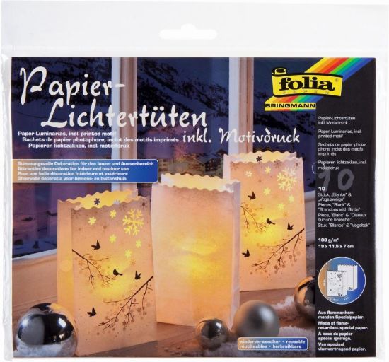 Picture of Lichtertüten aus Papier 5x Vogelzweige/5x blanko