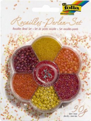 Bild von Rocailles Perlen sort. gelb/rot