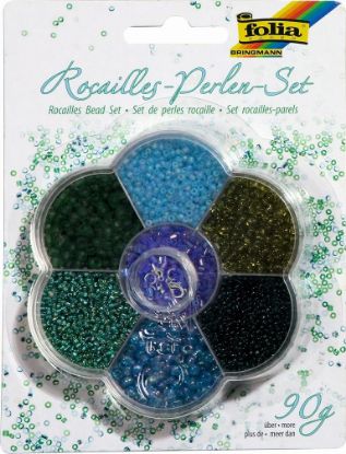 Bild von Rocailles Perlen sort. blau/grün