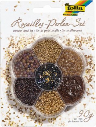 Zeige Details für Rocailles Perlen sort. gold/braun Bild von Rocailles Perlen sort. gold/braun