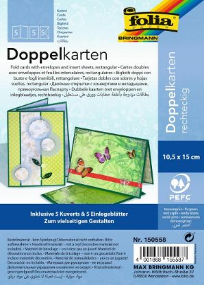 Picture of 5 Doppelkarten+Kuverts+Einlageblatt tannengrün 10x15cm