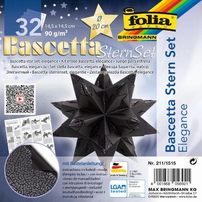 Bild von Bascetta-Stern Set 32 Bl. schwarz 14,5x14,5cm