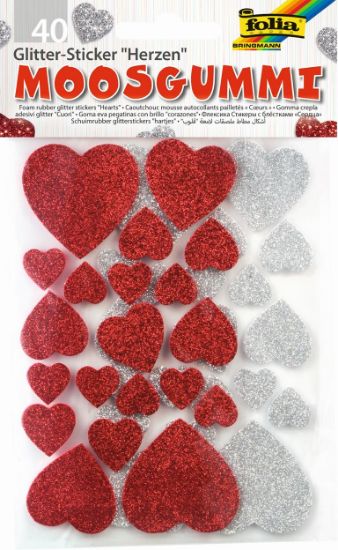 Bild von Moosgummi Glitter Sticker Herzen
