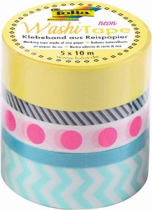 Zeige Details für Washi-Tape 5er-Set Streifen neon pink Bild von Washi-Tape 5er-Set Streifen neon pink