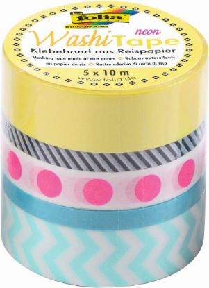 Bild von Washi-Tape 5er-Set Streifen neon pink