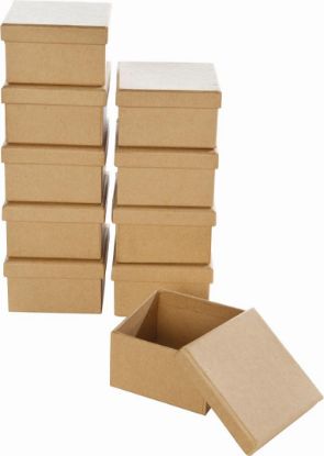 Zeige Details für Pappboxen mini eckig 7,5x7,5x4,5 cm natur 10x Bild von Pappboxen mini eckig 7,5x7,5x4,5 cm natur 10x