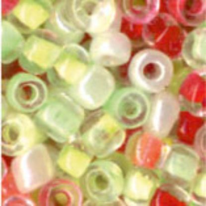 Bild von Rocailles Perlen Mix in Dose grün