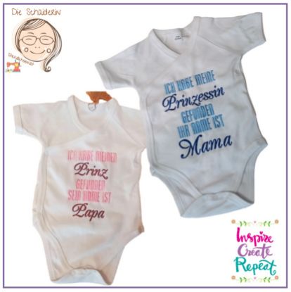 Picture of Baby-Wickelbody "PRINZ PAPA", "PRINZESSIN MAMA"
