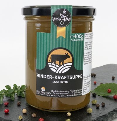 Bild von mein Glas - Rinder-Kraftsuppe essfertig 400g - Vorbestellung bis Donnerstag 11:00 Uhr