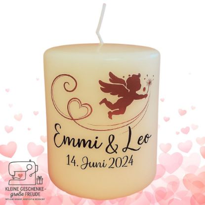 Picture of Kerze zur Hochzeit oder Verlobung – personalisiert mit Namen & Datum